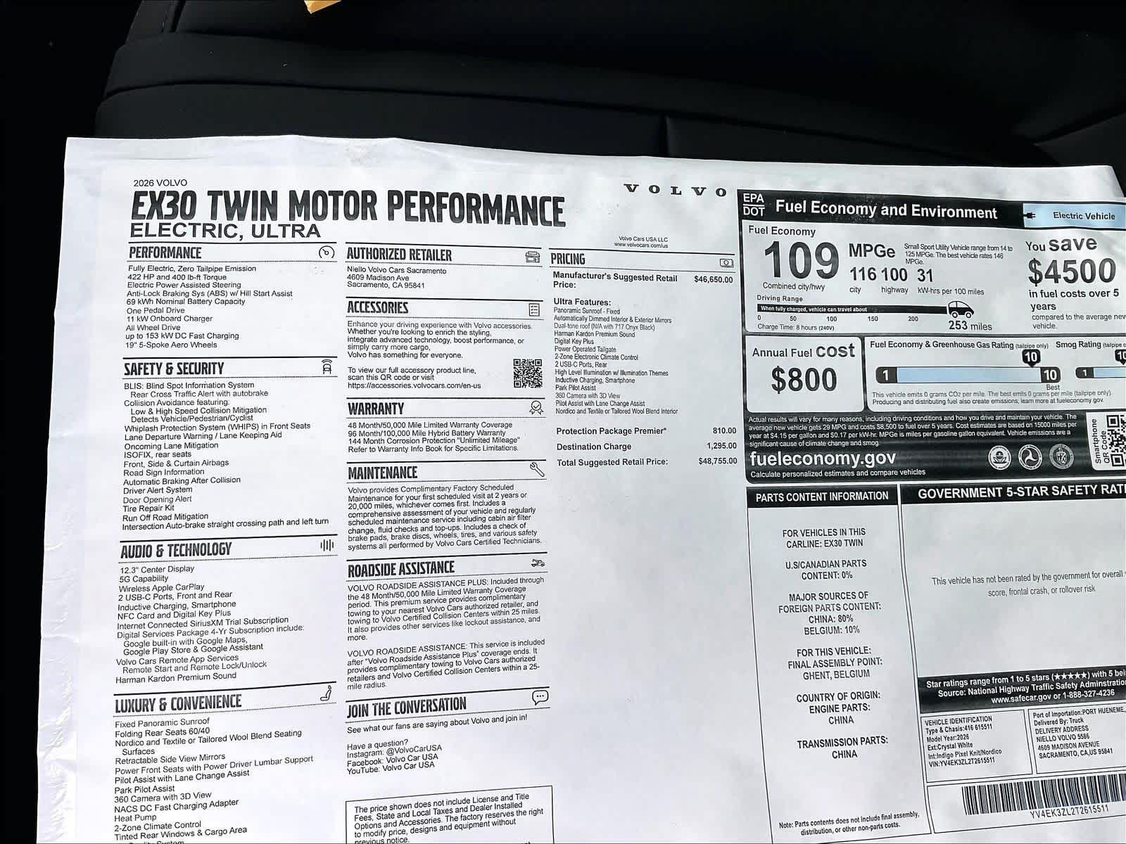 New 2026 Volvo EX30 Ultra w/ Protection Package Premier AWD/4WD image 37