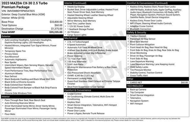 Certified 2023 MAZDA CX-30 2.5 Turbo w/ Premium Package image 29