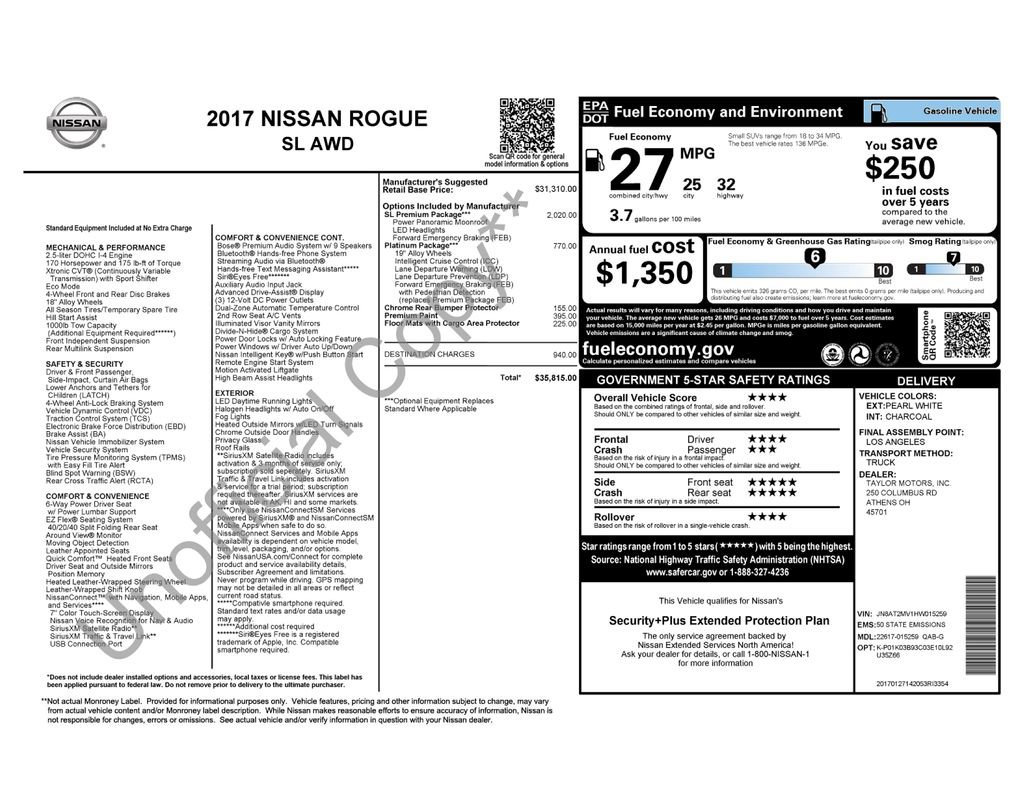 Used 2017 Nissan Rogue SL w/ SL Premium Package image 6