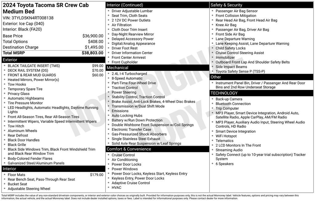 Certified 2024 Toyota Tacoma SR AWD/4WD image 35