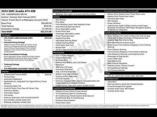 Certified 2024 GMC Acadia AT4 w/ LPO, Floor Liner Package AWD/4WD image 36