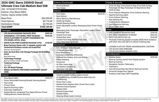 New 2026 GMC Sierra 2500 Denali Ultimate w/ LPO, Black Badging Package AWD/4WD image 26