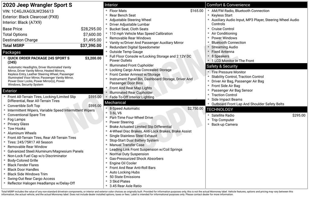 Used 2020 Jeep Wrangler Sport image 4