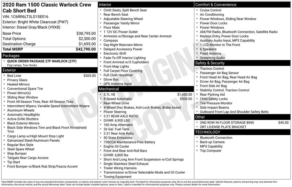 Used 2020 RAM 1500 Classic Warlock RWD image 10