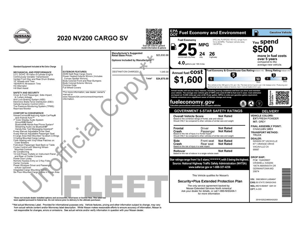 Used 2020 Nissan NV200 SV FWD image 16