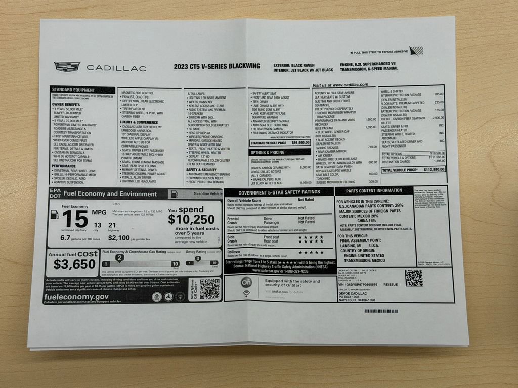 Used 2023 Cadillac CT5 V Blackwing w/ LPO, Blue Accent Package image 42