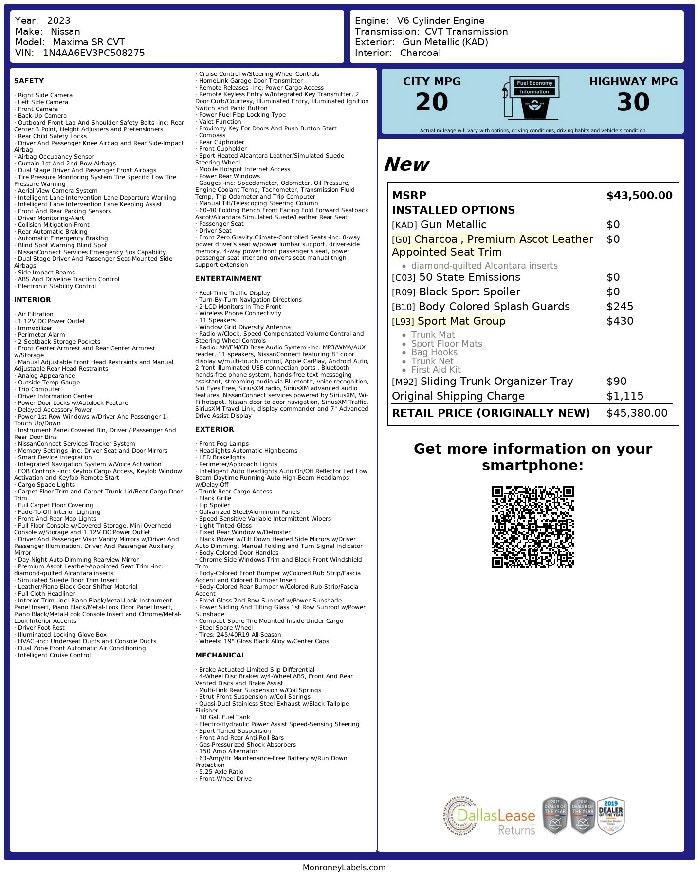 Used 2023 Nissan Maxima SR w/ Sport Mat Group image 3