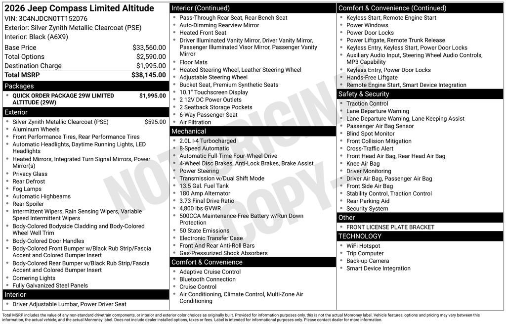 New 2026 Jeep Compass Limited AWD/4WD image 27