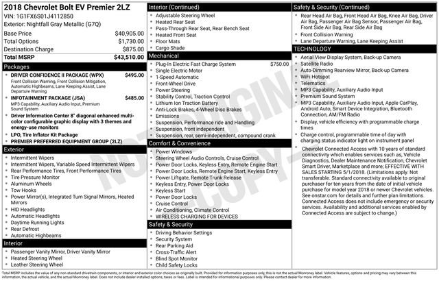 Used 2018 Chevrolet Bolt Premier w/ Driver Confidence II Package FWD image 23
