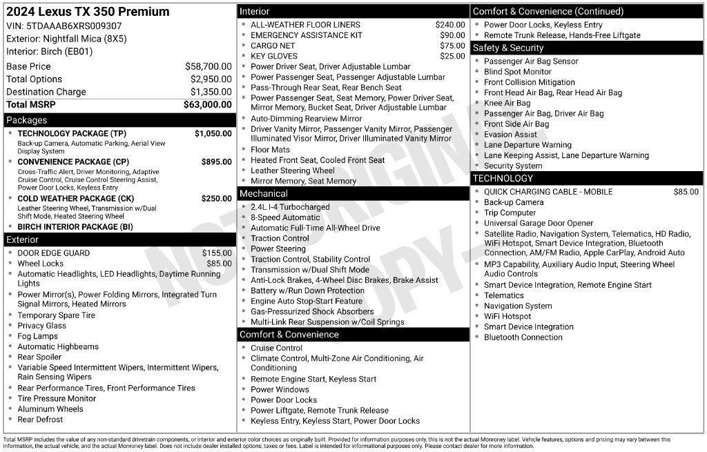 Used 2024 Lexus TX 350 AWD w/ Technology Package image 3