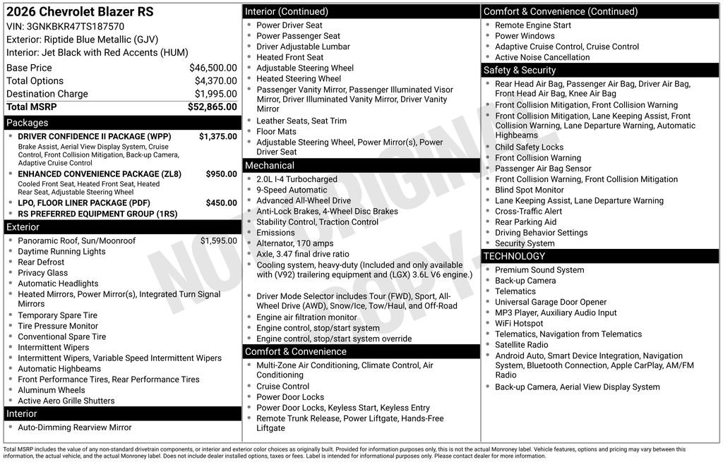 New 2026 Chevrolet Blazer RS w/ Driver Confidence II Package AWD/4WD image 5