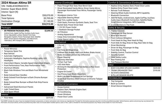 Used 2024 Nissan Altima 2.5 SR w/ SR Premium Package image 46