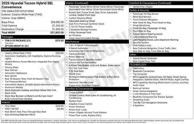 New 2026 Hyundai Tucson SEL w/ Tow & Go Package AWD/4WD image 27