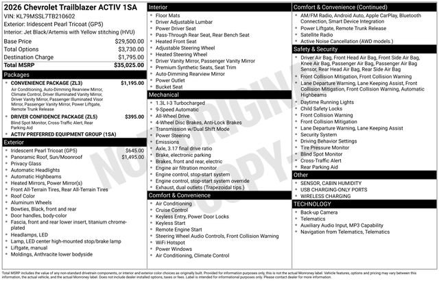 New 2026 Chevrolet TrailBlazer ACTIV w/ Convenience Package AWD/4WD image 4