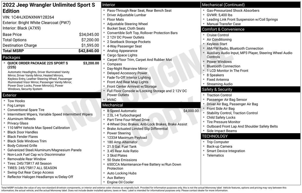 Certified 2022 Jeep Wrangler Unlimited Sport AWD/4WD image 37
