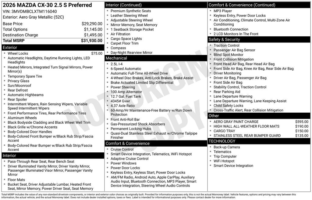 New 2026 MAZDA CX-30 AWD 2.5 S image 35