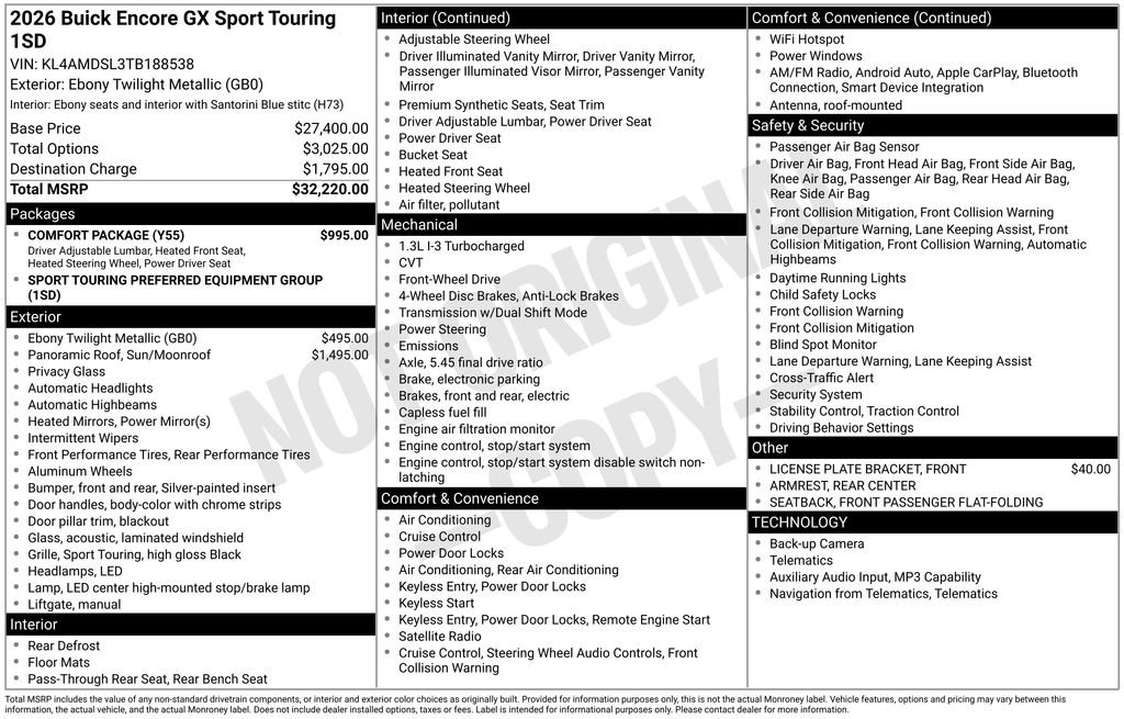 New 2026 Buick Encore GX Sport Touring w/ Comfort Package FWD image 6