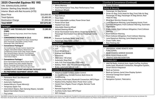 Used 2025 Chevrolet Equinox RS w/ Safety and Technology Package FWD image 26