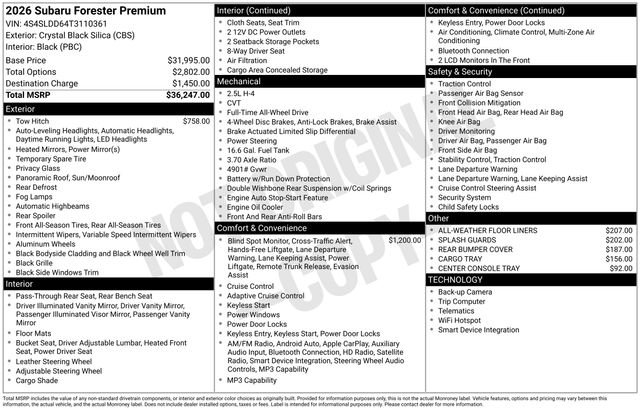 New 2026 Subaru Forester Premium AWD/4WD image 5