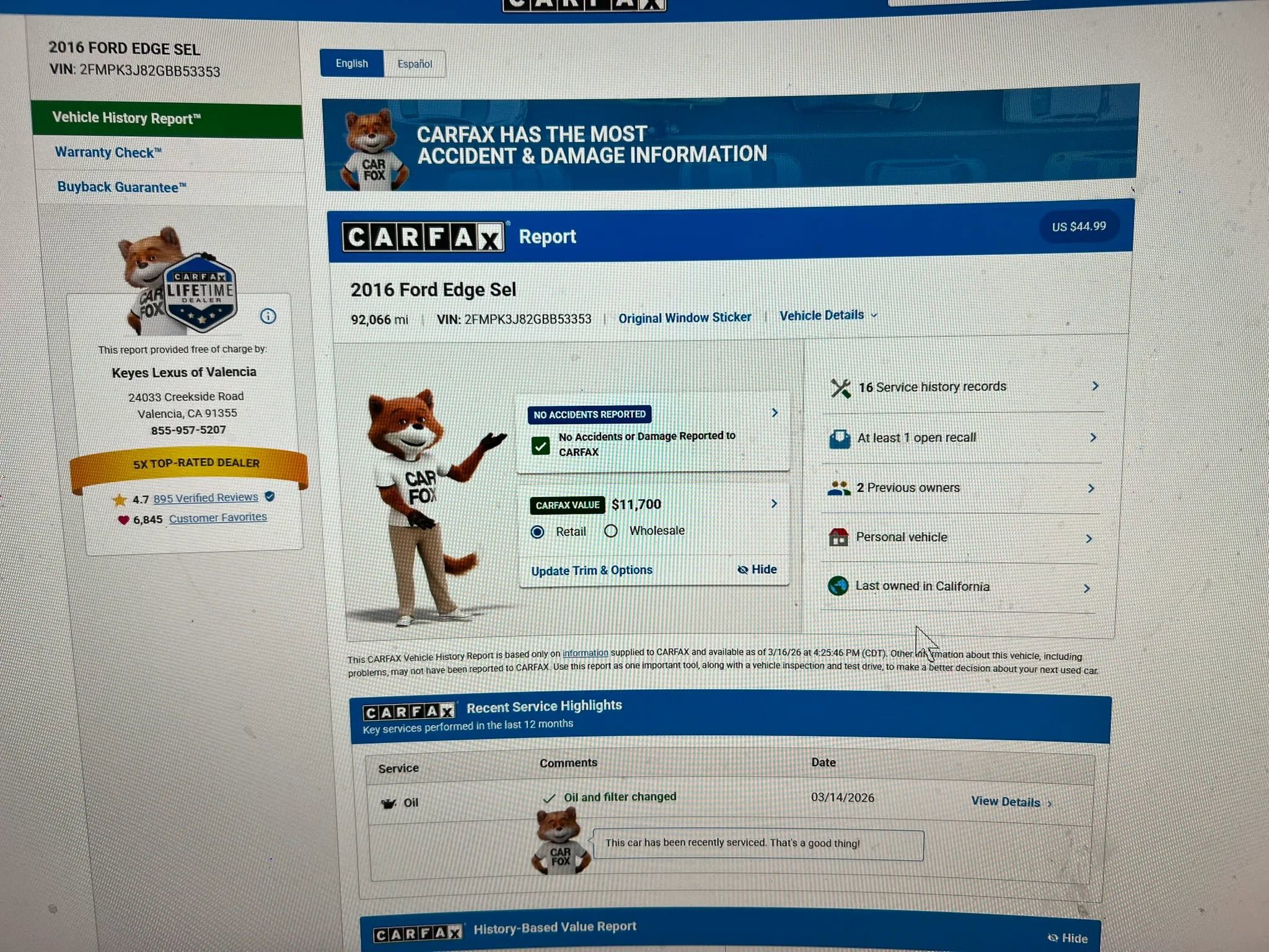 Used 2016 Ford Edge SEL w/ Equipment Group 201A image 16