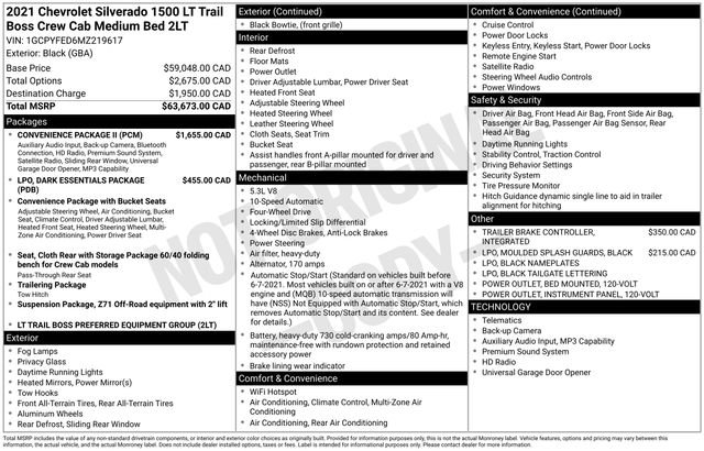Used 2021 Chevrolet Silverado 1500 LT Trail Boss w/ Convenience Package II AWD/4WD image 35