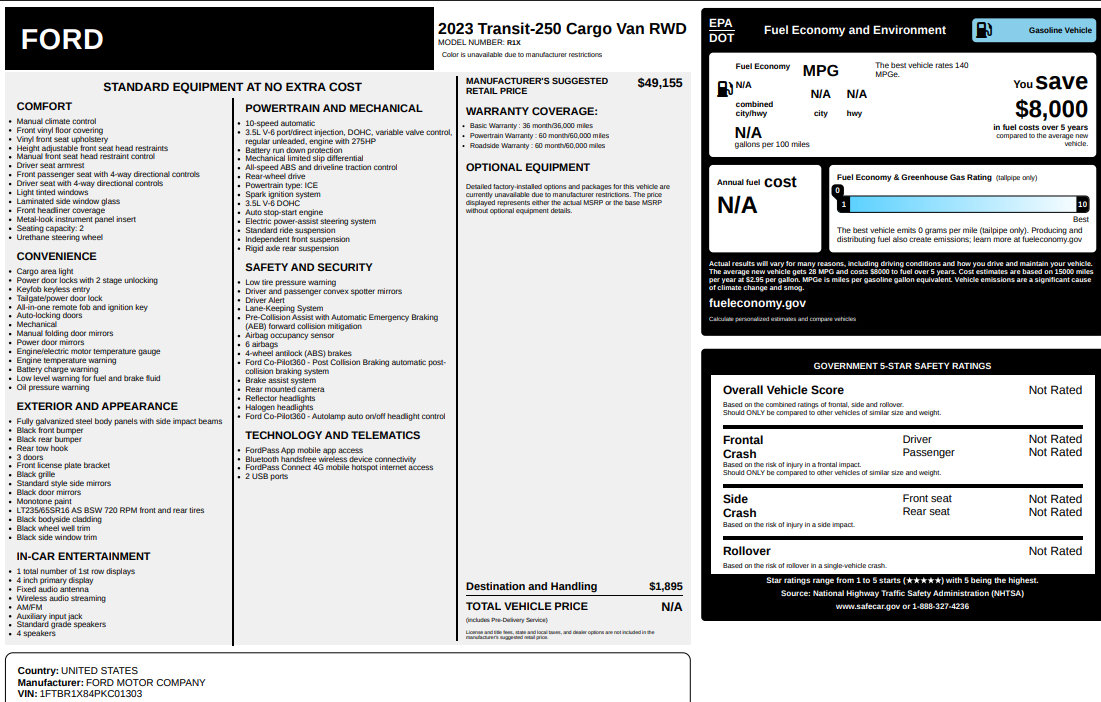 Used 2023 Ford Transit 250 148 High Roof image 16