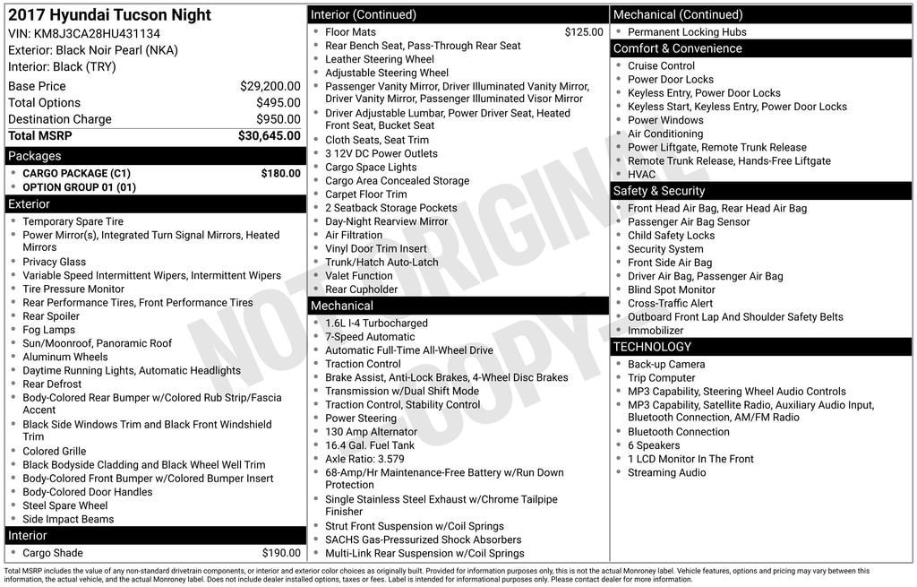 Used 2017 Hyundai Tucson Night w/ Cargo Package AWD/4WD image 10