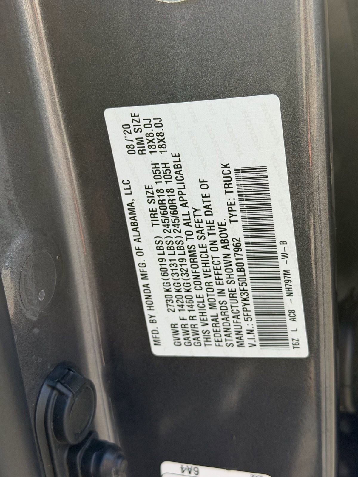 Certified 2020 Honda Ridgeline RTL image 33