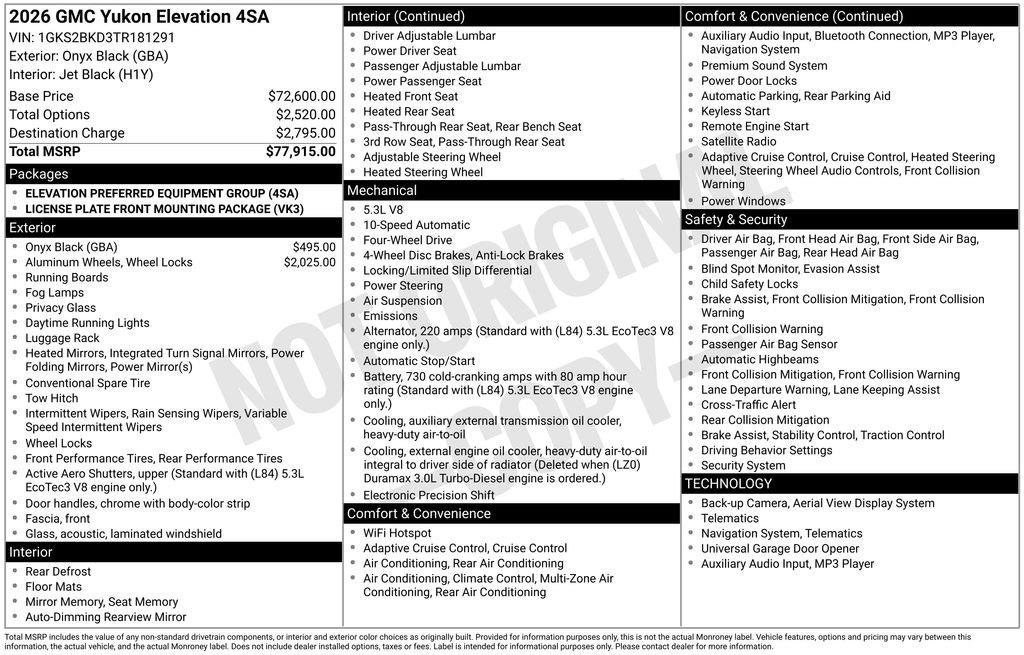 Certified 2026 GMC Yukon Elevation AWD/4WD image 3