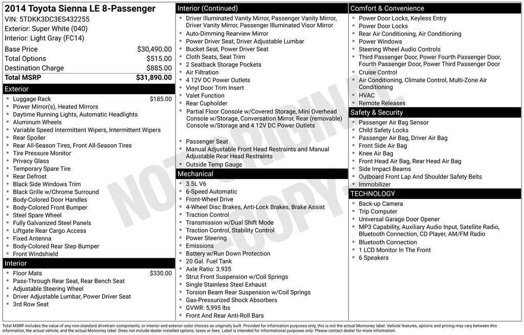 Used 2014 Toyota Sienna LE FWD image 11