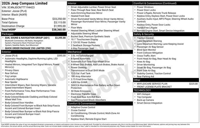 New 2026 Jeep Compass Limited w/ Sun, Sound & Navigation Group image 32