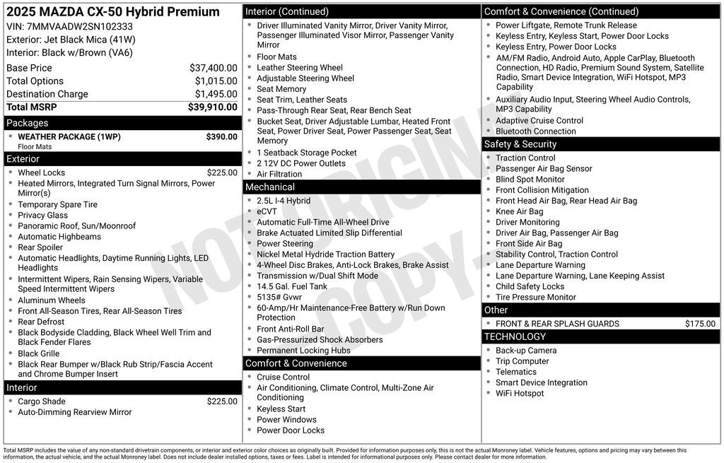 Used 2025 MAZDA CX-50 AWD 2.5 Hybrid w/ Weather Package image 27