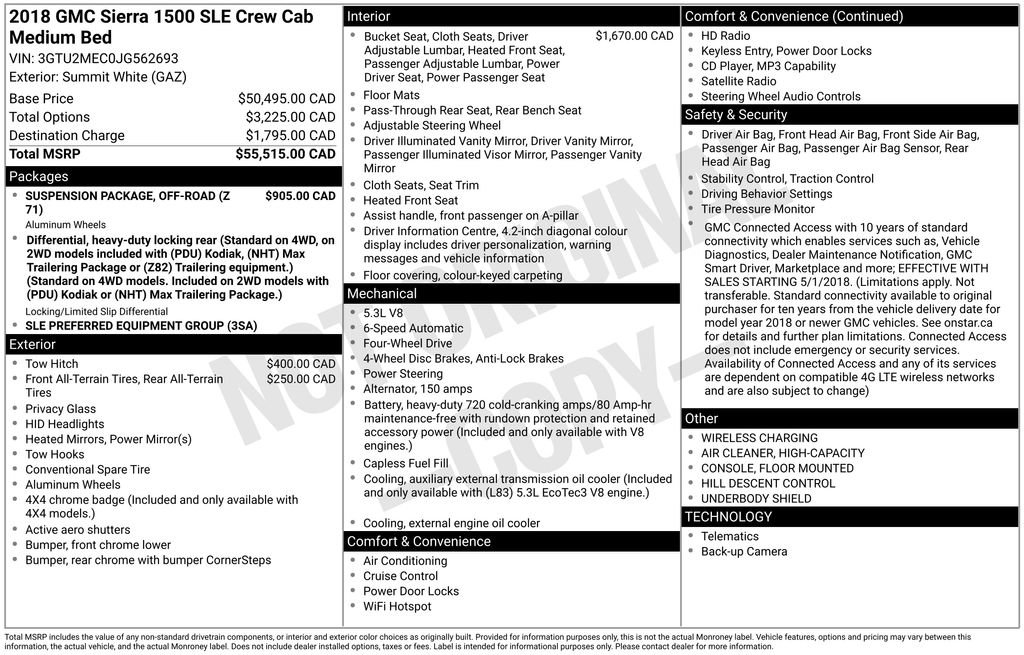 Used 2018 GMC Sierra 1500 SLE w/ Suspension Package, Off-Road image 6