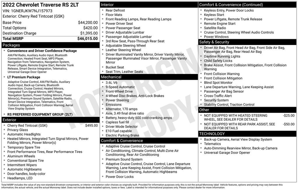 Used 2022 Chevrolet Traverse RS FWD image 6