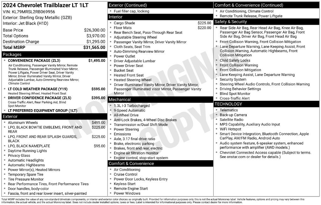 Used 2024 Chevrolet TrailBlazer LT w/ Convenience Package AWD/4WD image 38