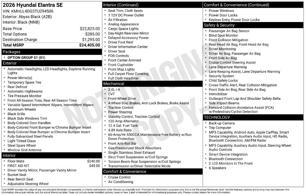 New 2026 Hyundai Elantra SE FWD image 6