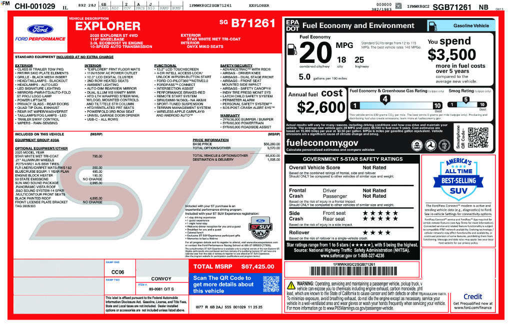 Certified 2025 Ford Explorer ST w/ Sun And Sound Package AWD/4WD image 4
