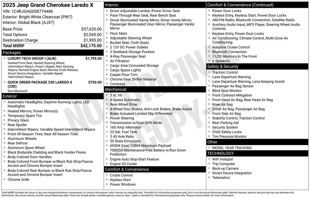 New 2025 Jeep Grand Cherokee Laredo X w/ Luxury Tech Group I image 47