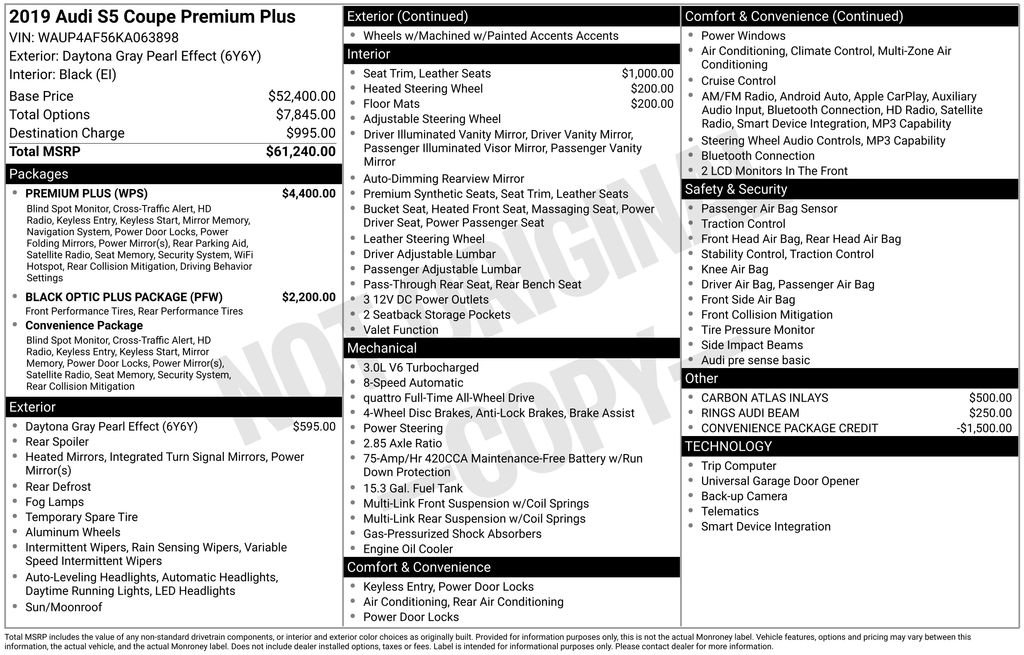 Used 2019 Audi S5 Premium Plus w/ Premium Plus AWD/4WD image 61