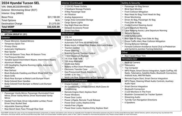 Used 2024 Hyundai Tucson SEL AWD/4WD image 42