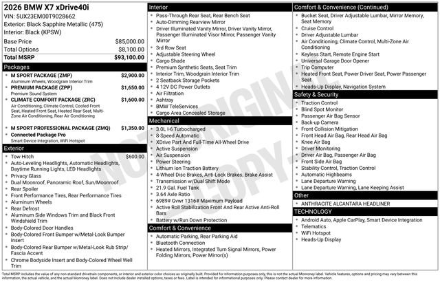 Certified 2026 BMW X7 xDrive40i w/ M Sport Package image 41