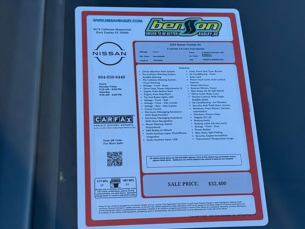 Certified 2024 Nissan Frontier SV w/ Technology Package image 25