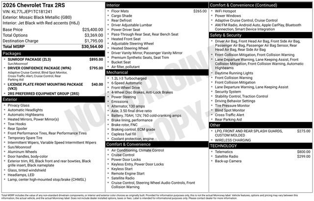 New 2026 Chevrolet Trax RS w/ Sunroof Package FWD image 6