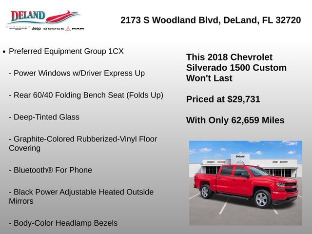 Used 2018 Chevrolet Silverado 1500 Custom w/ Custom Value Package AWD/4WD image 8