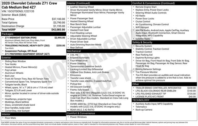 Used 2020 Chevrolet Colorado Z71 w/ Z71 Midnight Edition AWD/4WD image 29