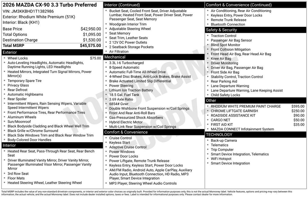 New 2026 MAZDA CX-90 3.3 Turbo w/ Preferred Package image 39