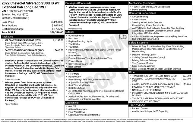 Used 2022 Chevrolet Silverado 2500 W/T w/ WT Convenience Package image 28