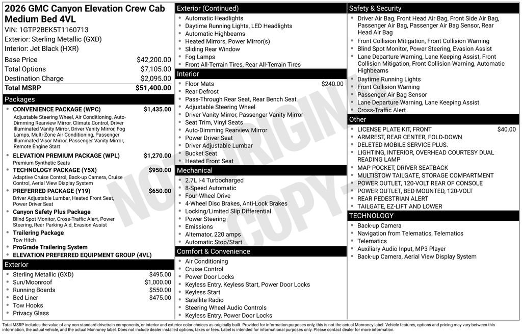 New 2026 GMC Canyon Elevation w/ Convenience Package image 2