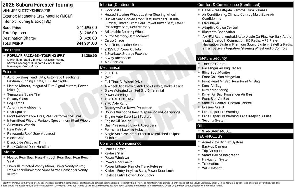 Used 2025 Subaru Forester Touring w/ Popular Package - Touring AWD/4WD image 27
