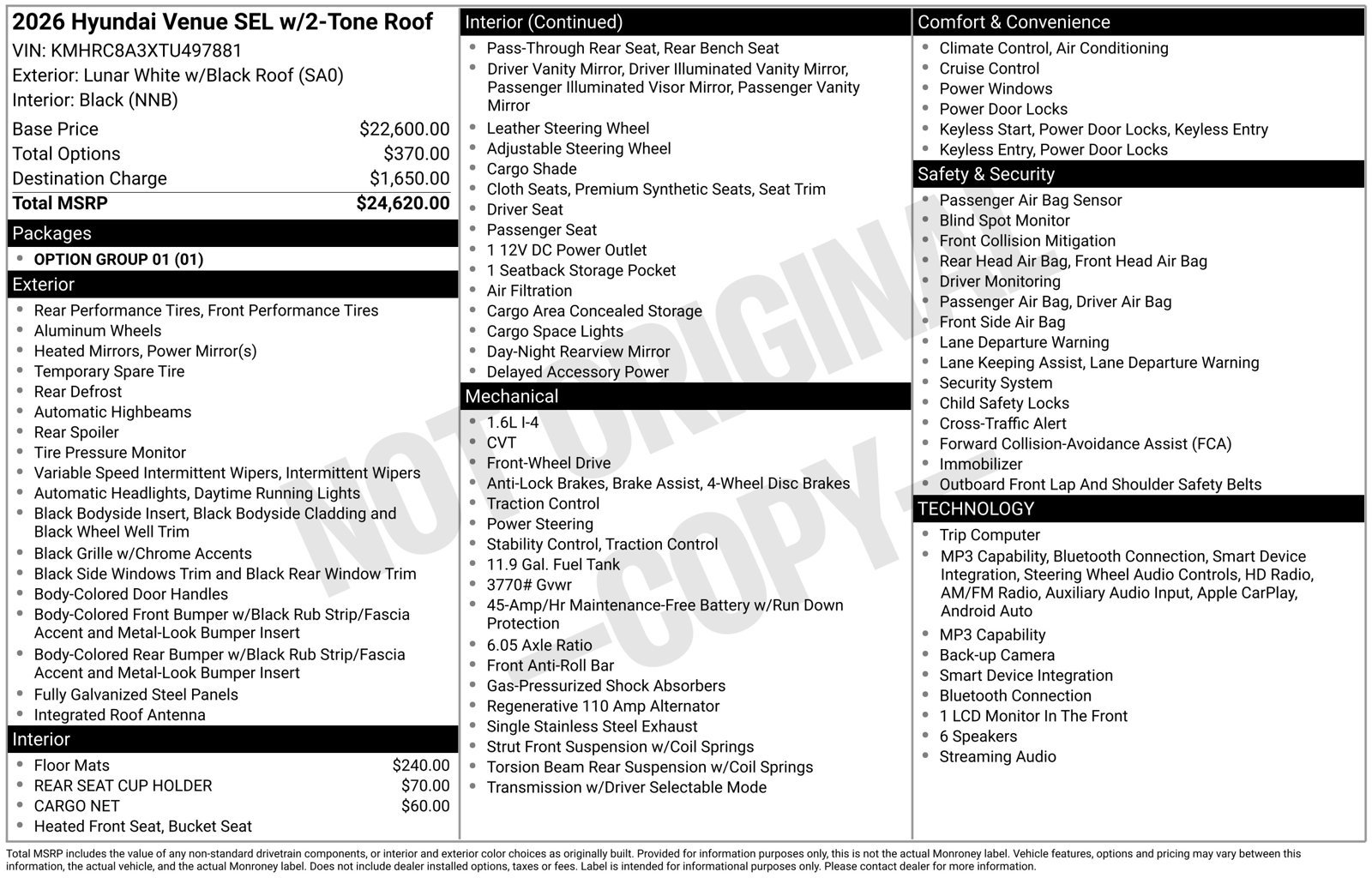 New 2026 Hyundai Venue SEL FWD image 20